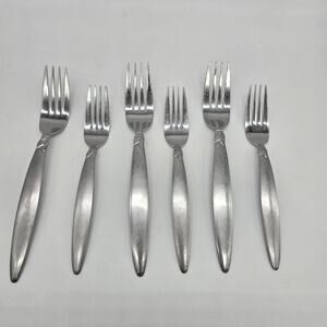 Pfaltzgraff Satin Laurel 3 Dinner Forks 3 Salad Forks 18/10 Stainless Matte